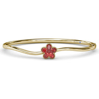 Wave Bangle with Floral Oval and Round Ruby Motif by Fana - 1.34 Carat Total Gemstone Weight