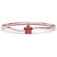 Wave Bangle with Floral Oval and Round Ruby Motif by Fana - 1.34 Carat Total Gemstone Weight