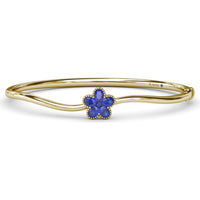 Wave Bangle with Floral Round and Oval Sapphire Cluster by Fana - 1.34 Carat Total Sapphire Weight