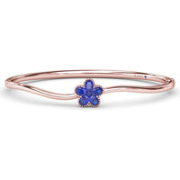 Wave Bangle with Floral Round and Oval Sapphire Cluster by Fana - 1.34 Carat Total Sapphire Weight