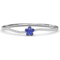 Wave Bangle with Pavé Diamonds and Floral Sapphire Cluster by Fana - 2.47 Carat Total Gemstone Weight