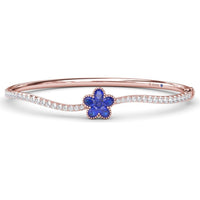 Wave Bangle with Pavé Diamonds and Floral Sapphire Cluster by Fana - 2.47 Carat Total Gemstone Weight