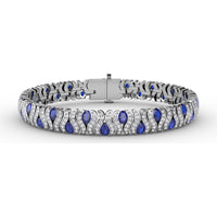 Wave Bracelet with Oval Sapphires and Pavé Diamonds by Fana - 10.28 Carat Total Gemstone Weight