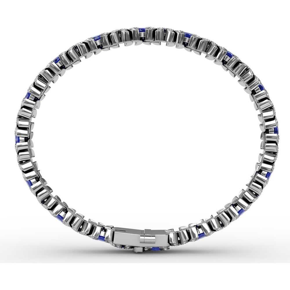 Wave Bracelet with Oval Sapphires and Pavé Diamonds by Fana - 10.28 Carat Total Gemstone Weight