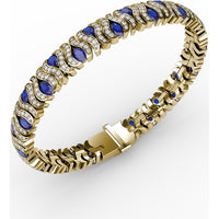 Wave Bracelet with Oval Sapphires and Pavé Diamonds by Fana - 10.28 Carat Total Gemstone Weight