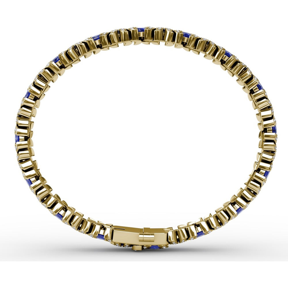 Wave Bracelet with Oval Sapphires and Pavé Diamonds by Fana - 10.28 Carat Total Gemstone Weight