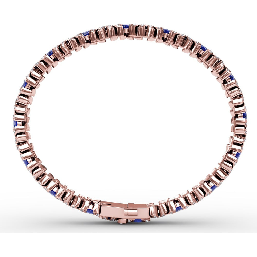 Wave Bracelet with Oval Sapphires and Pavé Diamonds by Fana - 10.28 Carat Total Gemstone Weight