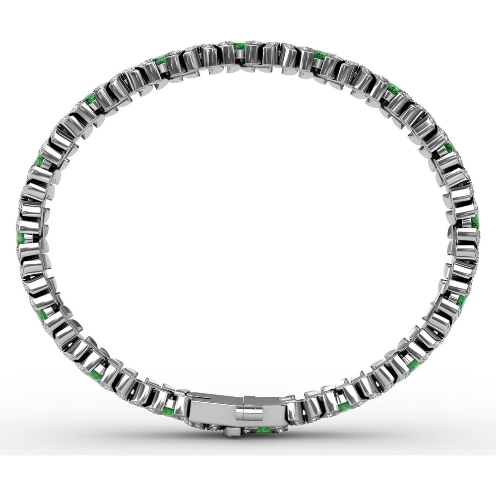 Wave Link Bracelet with Bezel Set Pear Emeralds and Pavé Diamonds by Fana - 8.04 Carat Total Gemstone Weight