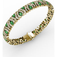 Wave Link Bracelet with Bezel Set Pear Emeralds and Pavé Diamonds by Fana - 8.04 Carat Total Gemstone Weight