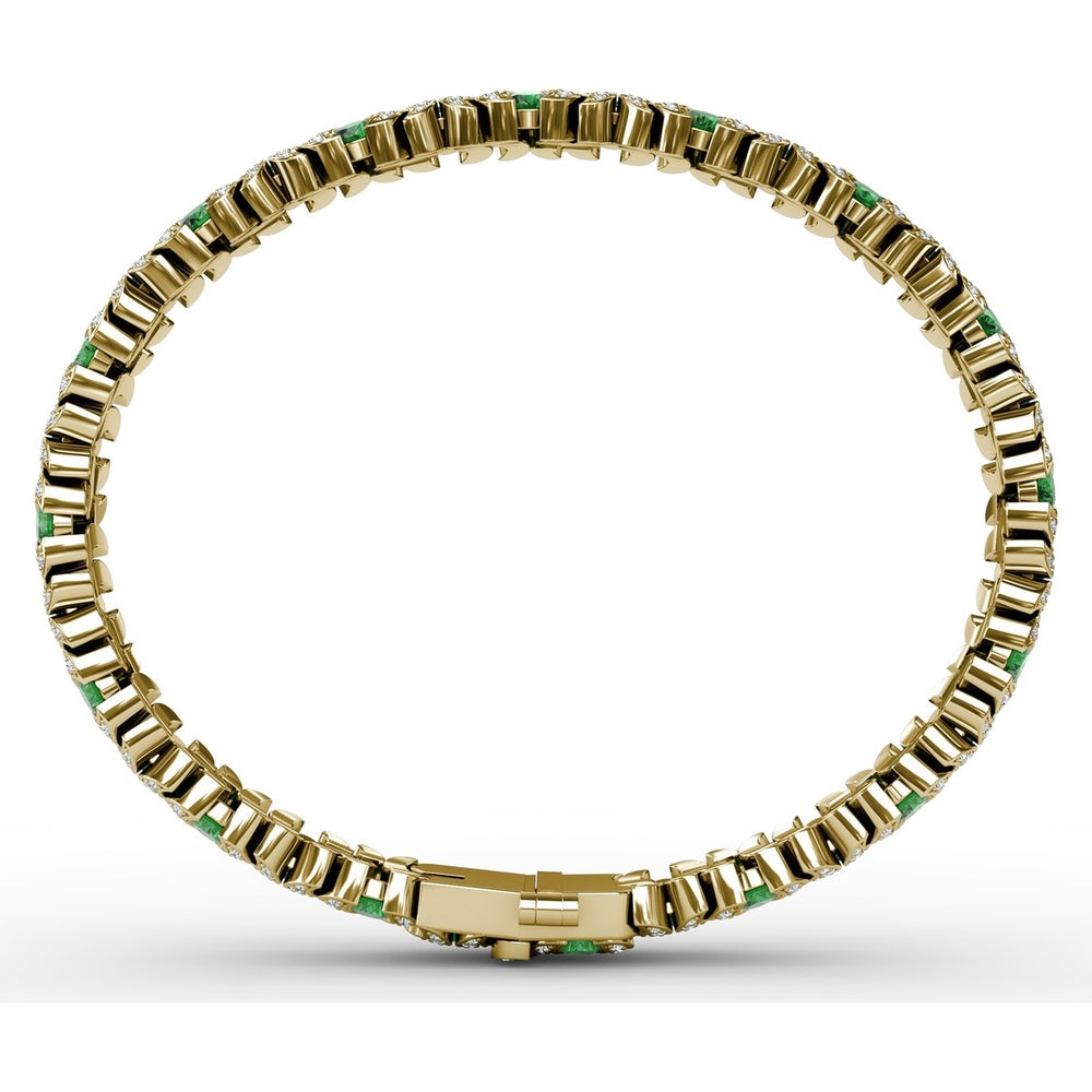 Wave Link Bracelet with Bezel Set Pear Emeralds and Pavé Diamonds by Fana - 8.04 Carat Total Gemstone Weight