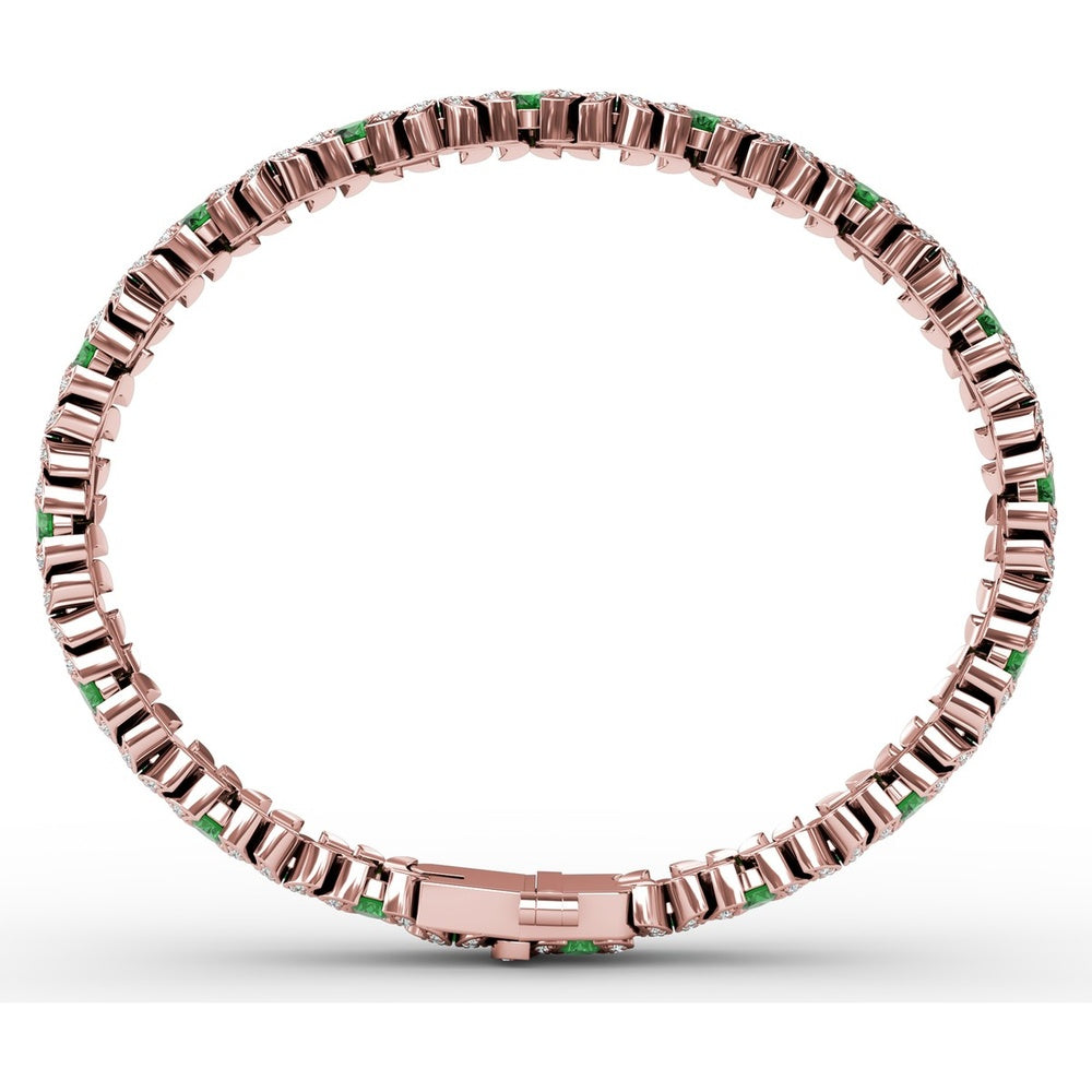 Wave Link Bracelet with Bezel Set Pear Emeralds and Pavé Diamonds by Fana - 8.04 Carat Total Gemstone Weight