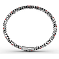 Wave Link Bracelet with Oval Rubies and Pavé Diamonds by Fana - 10.28 Carat Total Gemstone Weight