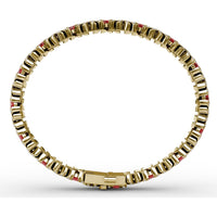 Wave Link Bracelet with Oval Rubies and Pavé Diamonds by Fana - 10.28 Carat Total Gemstone Weight