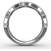 Wave Ring with Alternating Round Rubies and Diamonds by Fana - 1.24 Carat Total Gemstone Weight