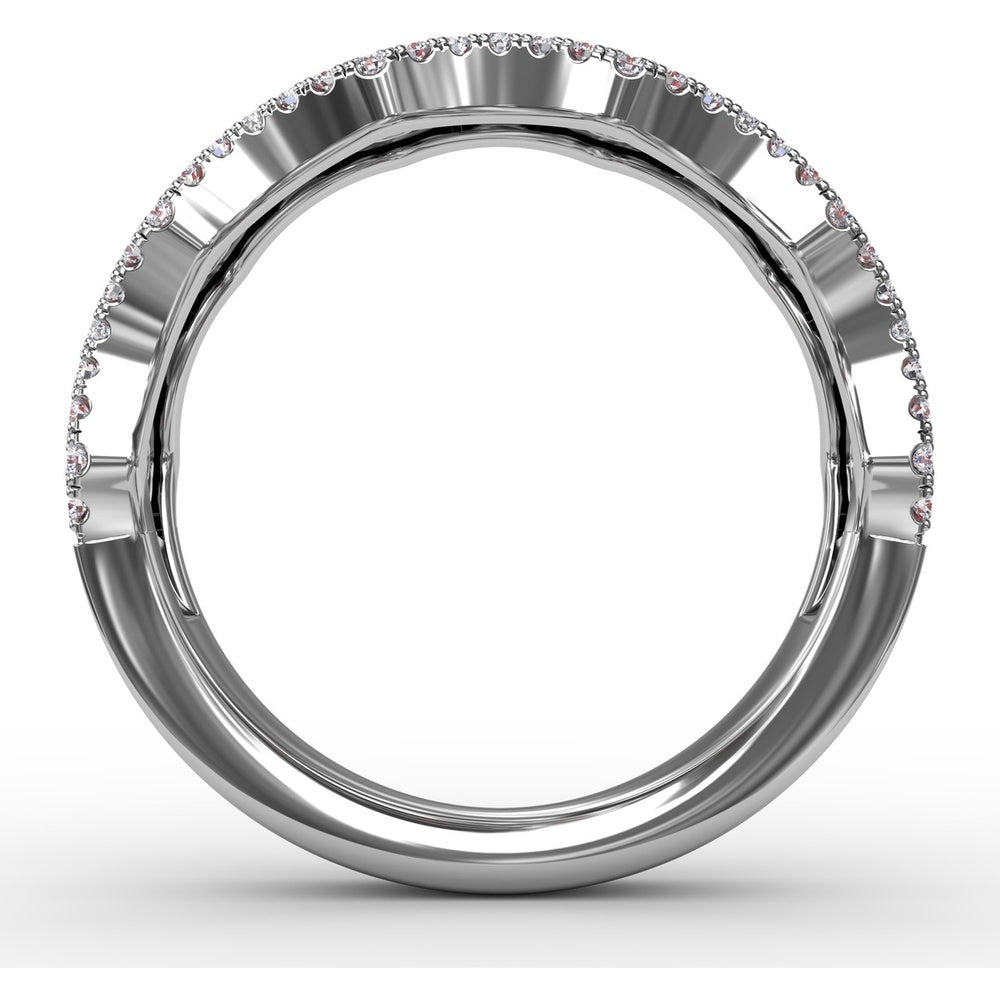Wave Ring with Alternating Round Rubies and Diamonds by Fana - 1.24 Carat Total Gemstone Weight