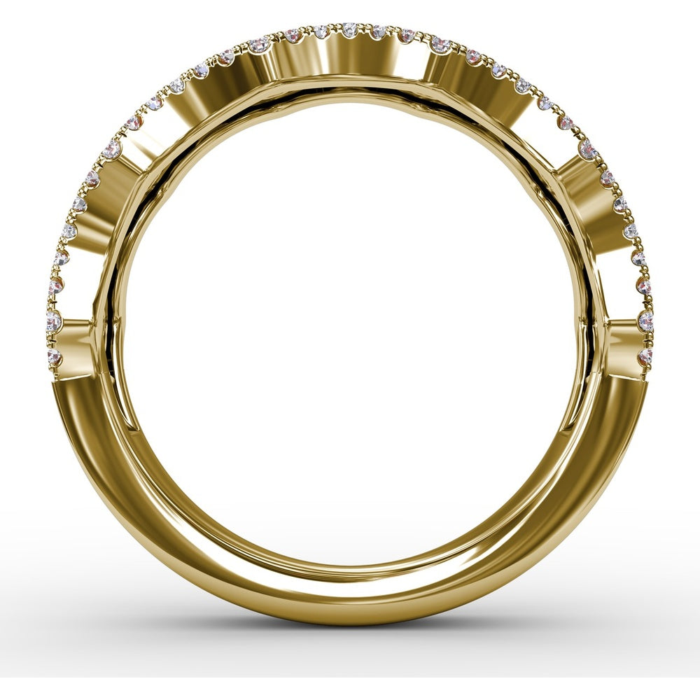 Wave Ring with Alternating Round Rubies and Diamonds by Fana - 1.24 Carat Total Gemstone Weight