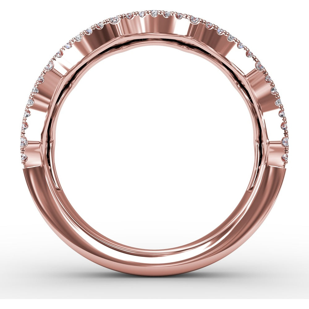 Wave Ring with Alternating Round Rubies and Diamonds by Fana - 1.24 Carat Total Gemstone Weight