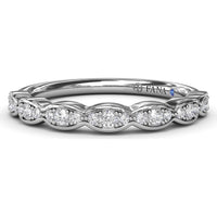 Wavy Bezel Set Diamond Band with Pavé Round Diamonds by Fana - 0.19 Carat Total Diamond Weight