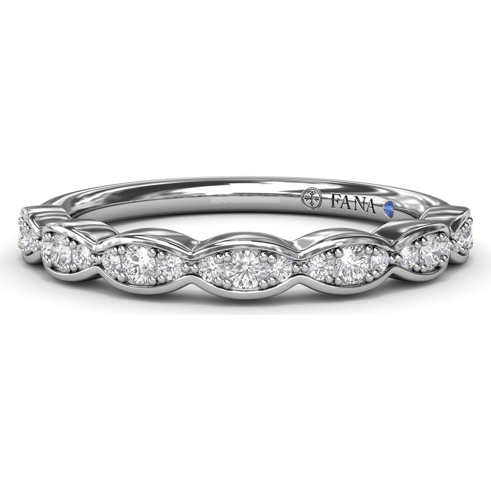 Wavy Bezel Set Diamond Band with Pavé Round Diamonds by Fana - 0.19 Carat Total Diamond Weight