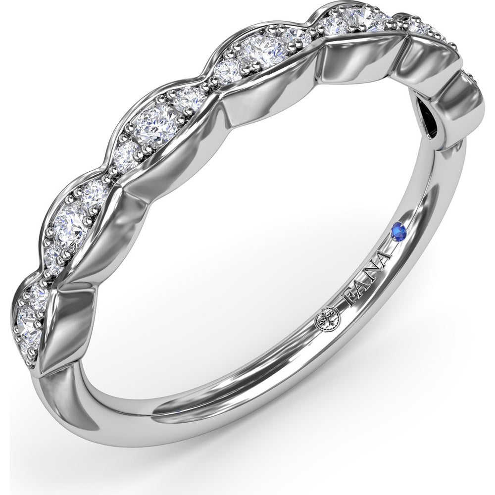 Wavy Bezel Set Diamond Band with Pavé Round Diamonds by Fana - 0.19 Carat Total Diamond Weight