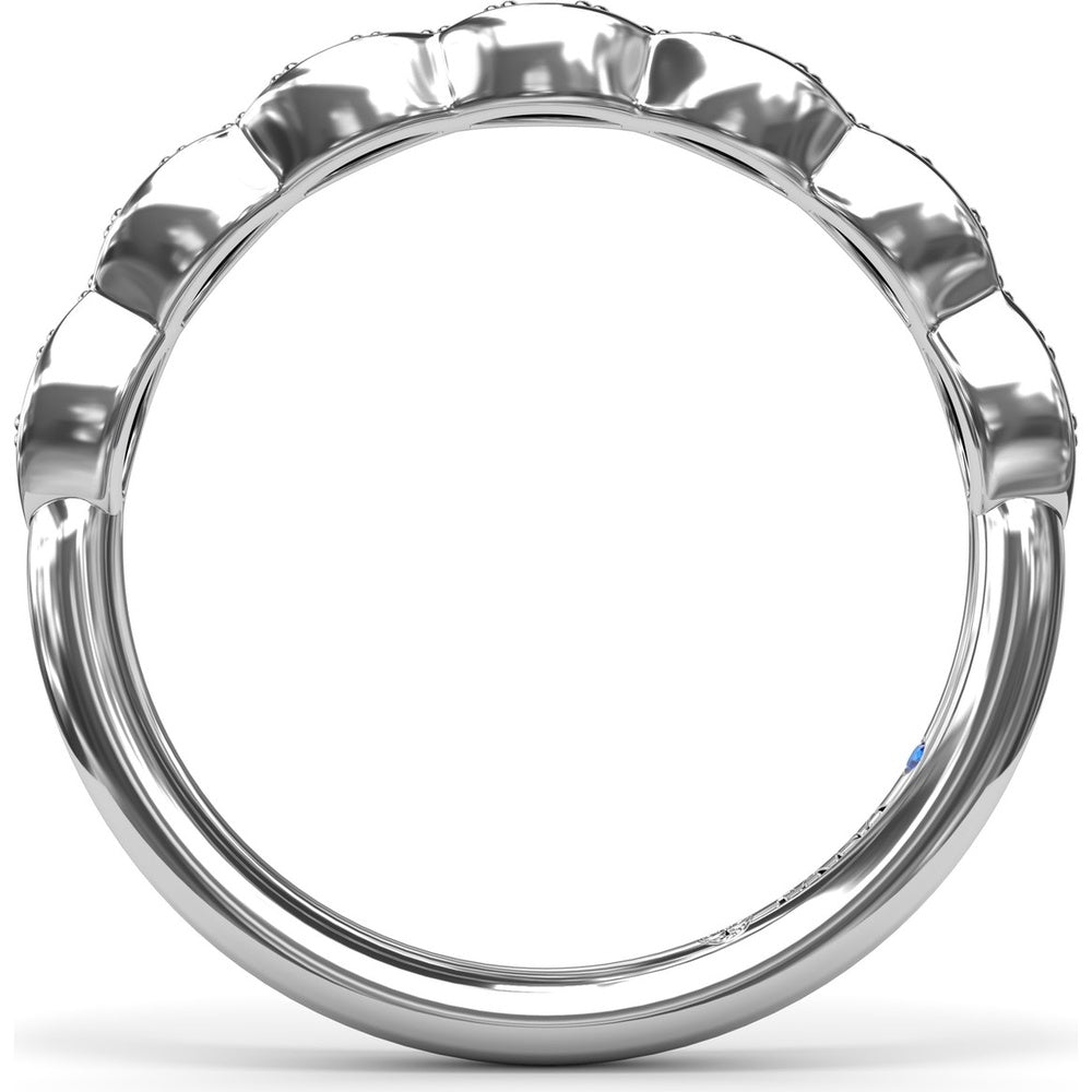 Wavy Bezel Set Diamond Band with Pavé Round Diamonds by Fana - 0.19 Carat Total Diamond Weight
