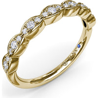 Wavy Bezel Set Diamond Band with Pavé Round Diamonds by Fana - 0.19 Carat Total Diamond Weight