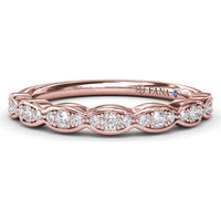Wavy Bezel Set Diamond Band with Pavé Round Diamonds by Fana - 0.19 Carat Total Diamond Weight
