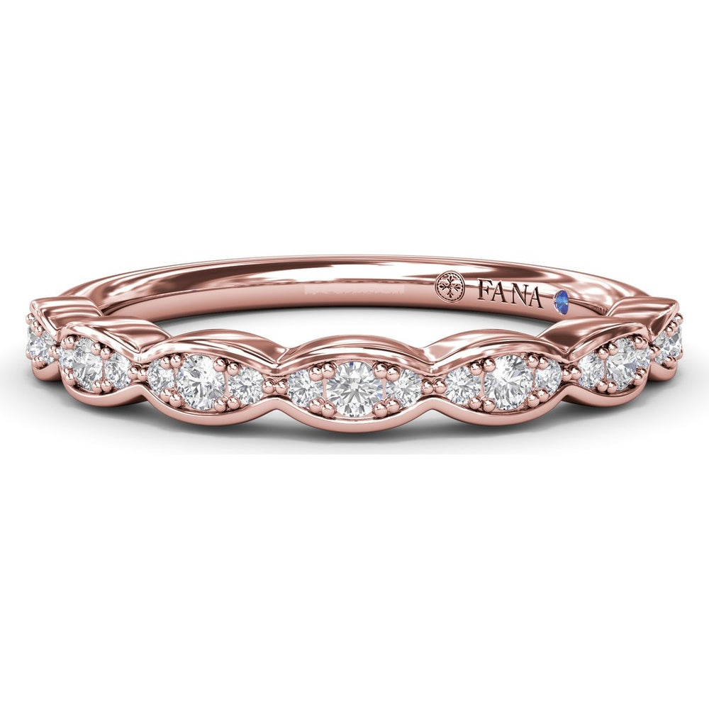 Wavy Bezel Set Diamond Band with Pavé Round Diamonds by Fana - 0.19 Carat Total Diamond Weight