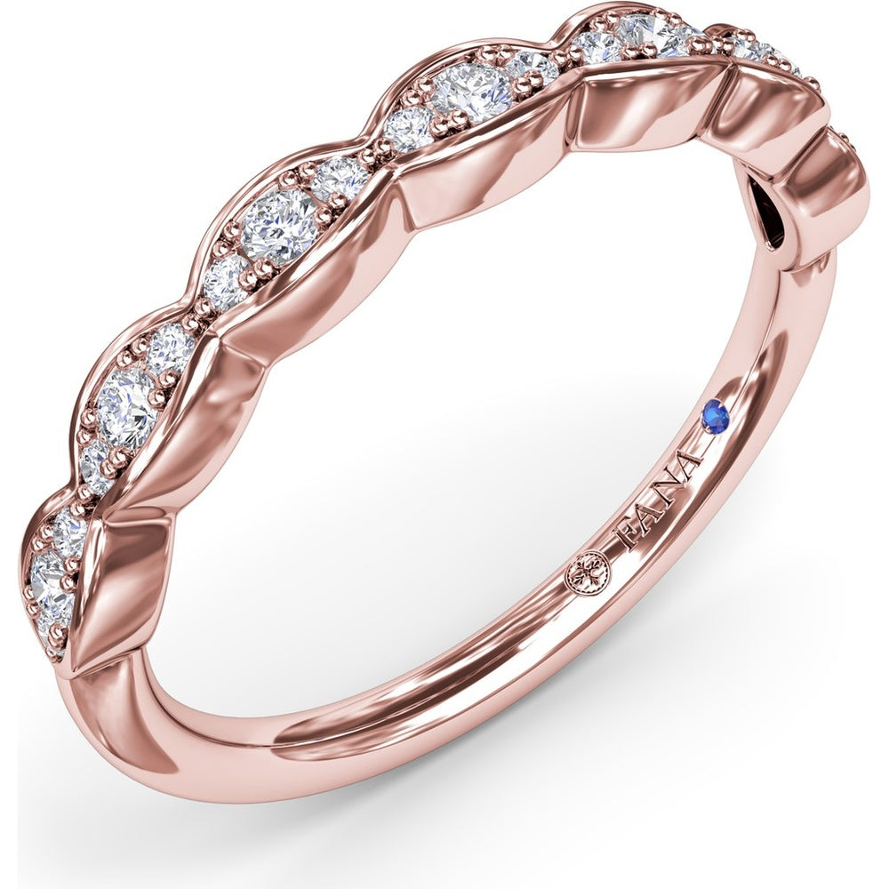 Wavy Bezel Set Diamond Band with Pavé Round Diamonds by Fana - 0.19 Carat Total Diamond Weight