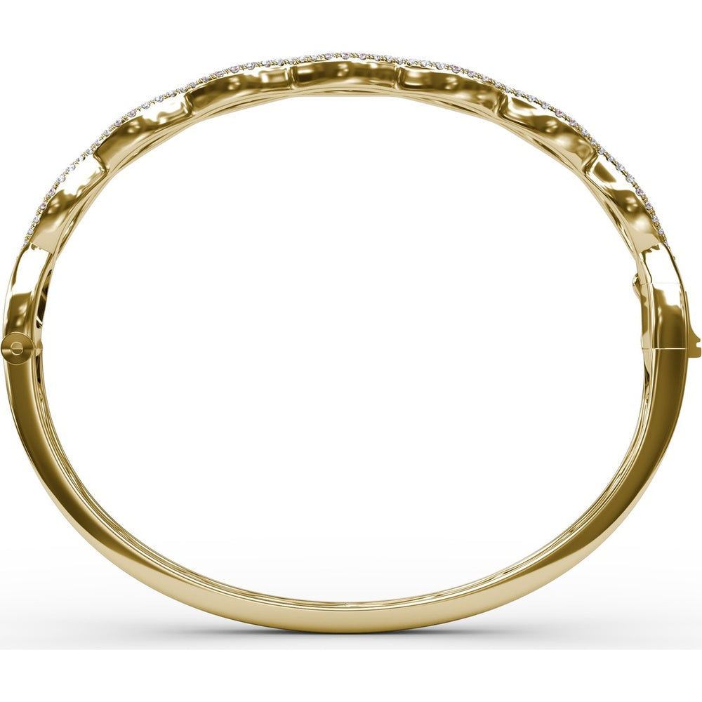Wavy Openwork Bangle with Bezel-Set Round Rubies and Pavé Diamonds by Fana - 2.23 Carat Total Gemstone Weight