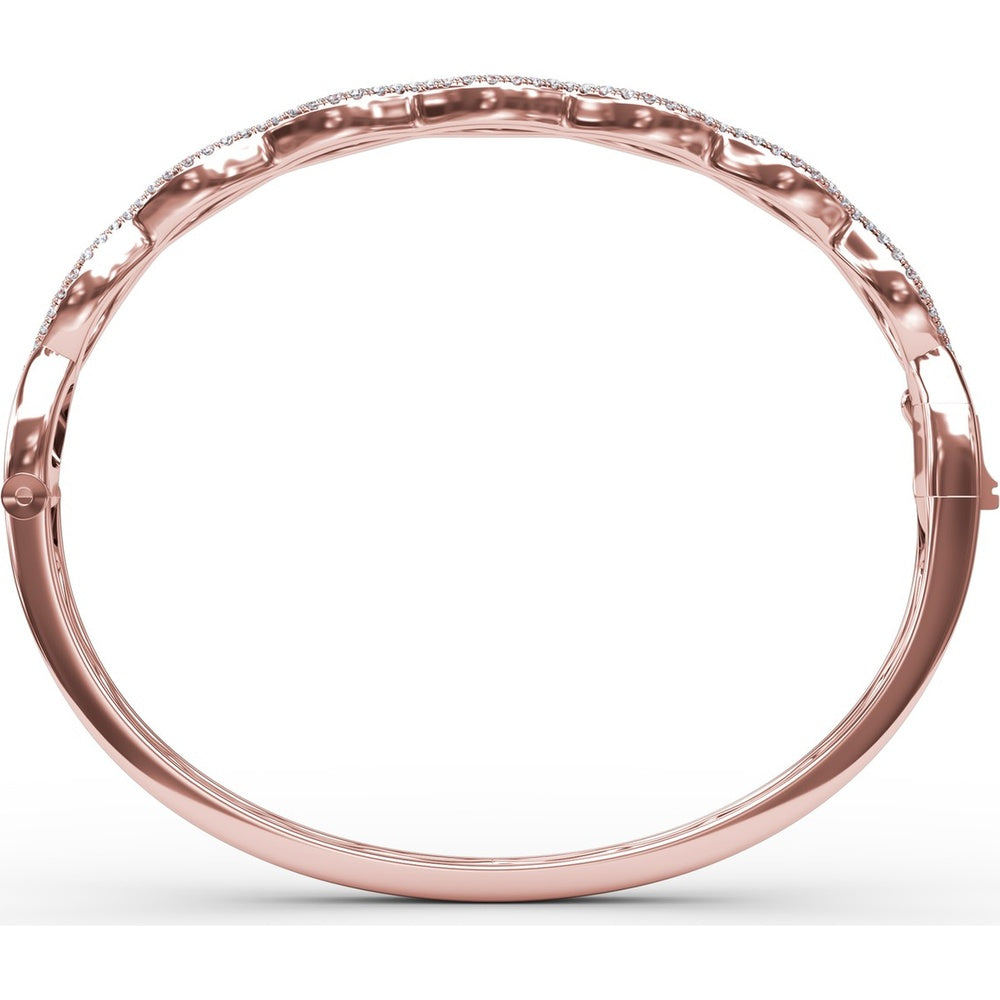Wavy Openwork Bangle with Bezel-Set Round Rubies and Pavé Diamonds by Fana - 2.23 Carat Total Gemstone Weight