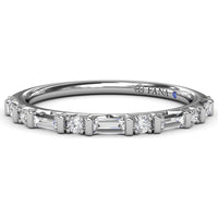 Wedding Band with Alternating Round and Baguette Diamonds by Fana - 0.34 Carat Total Diamond Weight