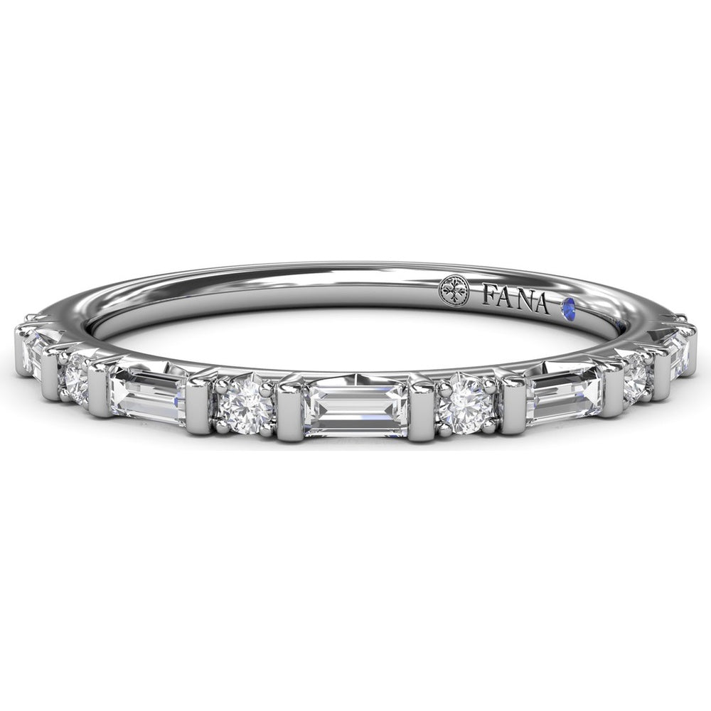 Wedding Band with Alternating Round and Baguette Diamonds by Fana - 0.34 Carat Total Diamond Weight