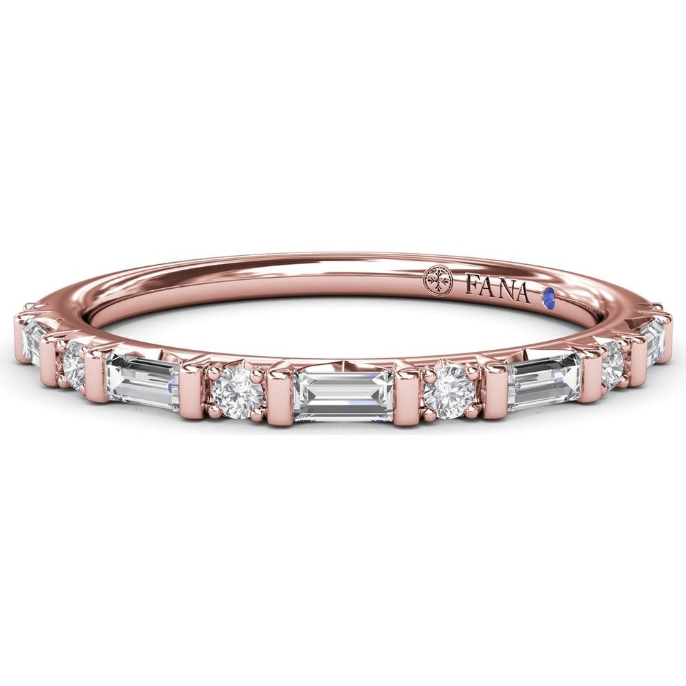 Wedding Band with Alternating Round and Baguette Diamonds by Fana - 0.34 Carat Total Diamond Weight