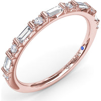 Wedding Band with Alternating Round and Baguette Diamonds by Fana - 0.34 Carat Total Diamond Weight