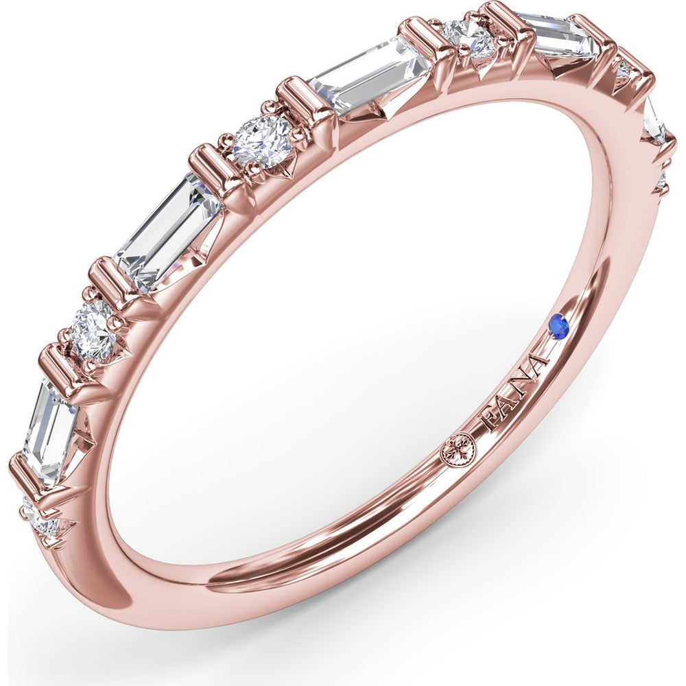 Wedding Band with Alternating Round and Baguette Diamonds by Fana - 0.34 Carat Total Diamond Weight