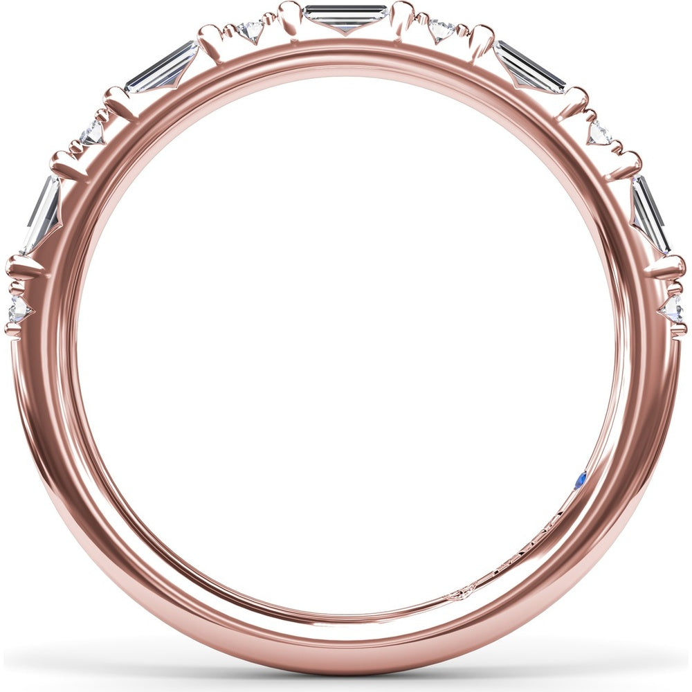 Wedding Band with Alternating Round and Baguette Diamonds by Fana - 0.34 Carat Total Diamond Weight