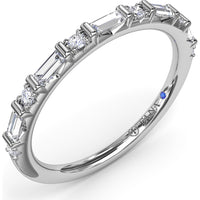 Wedding Band with Alternating Round and Baguette Diamonds by Fana - 0.34 Carat Total Diamond Weight
