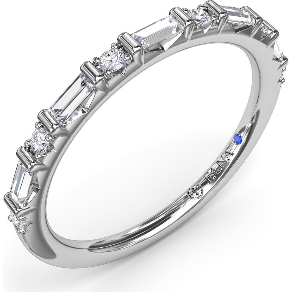 Wedding Band with Alternating Round and Baguette Diamonds by Fana - 0.34 Carat Total Diamond Weight
