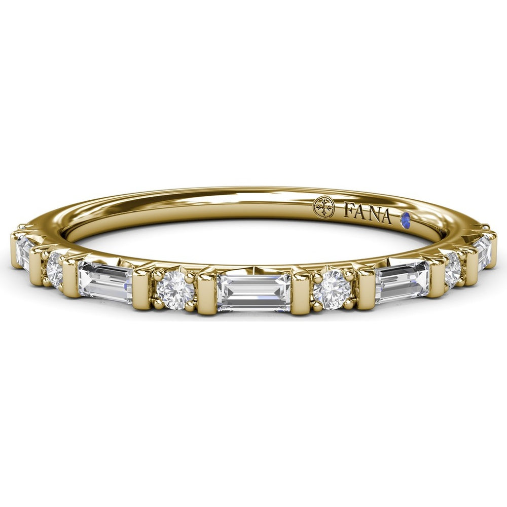 Wedding Band with Alternating Round and Baguette Diamonds by Fana - 0.34 Carat Total Diamond Weight