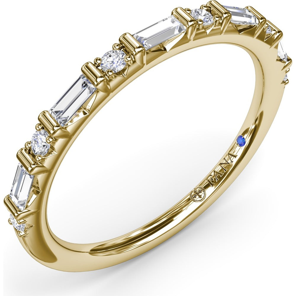 Wedding Band with Alternating Round and Baguette Diamonds by Fana - 0.34 Carat Total Diamond Weight