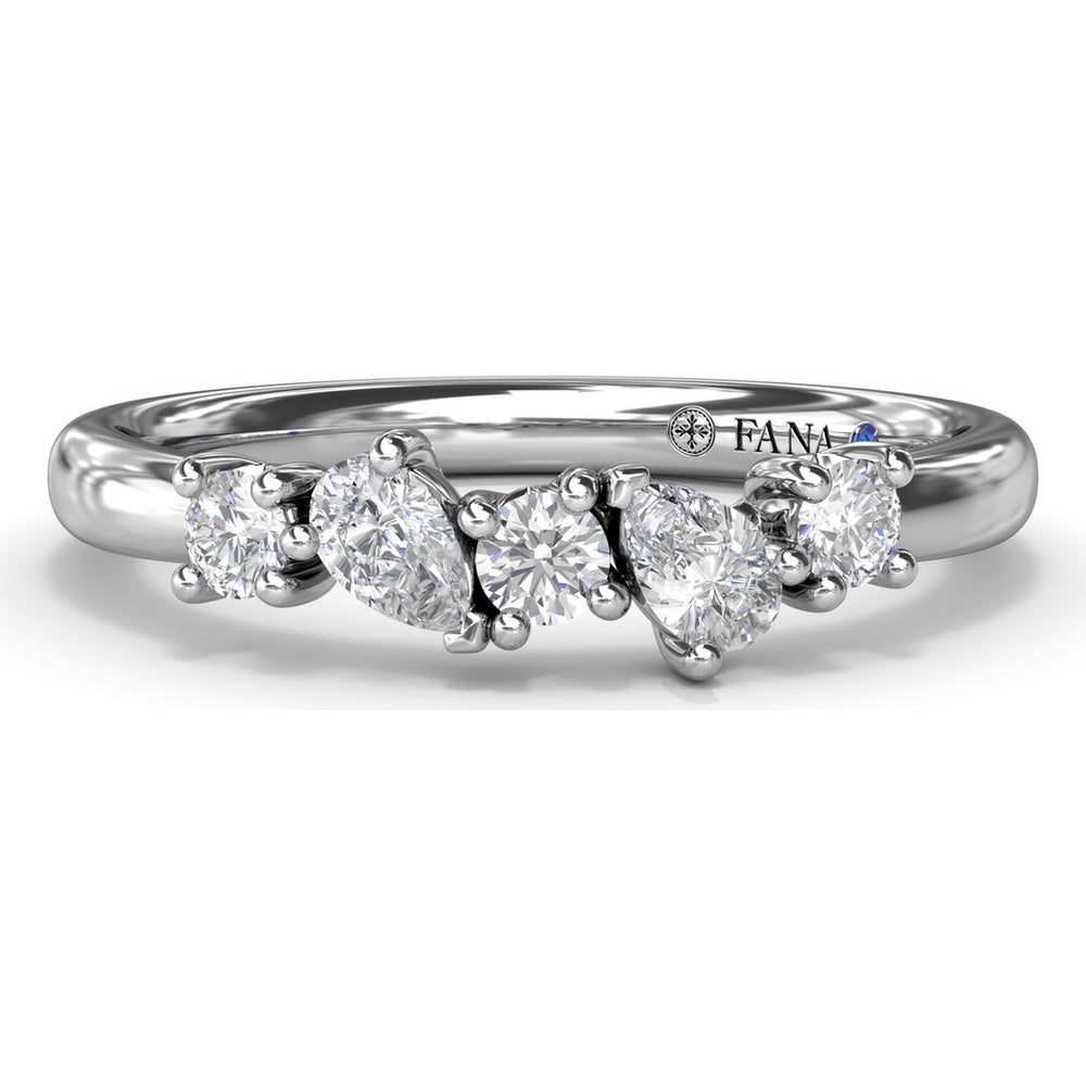 Wedding Band with Alternating Round and Pear Diamonds by Fana - 0.35 Carat Total Diamond Weight