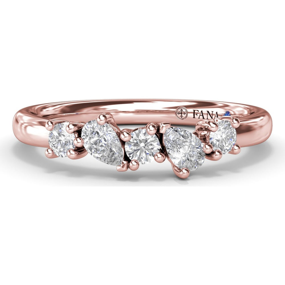 Wedding Band with Alternating Round and Pear Diamonds by Fana - 0.35 Carat Total Diamond Weight