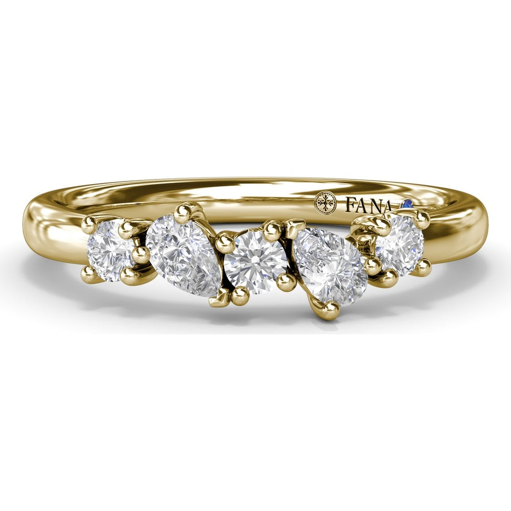 Wedding Band with Alternating Round and Pear Diamonds by Fana - 0.35 Carat Total Diamond Weight