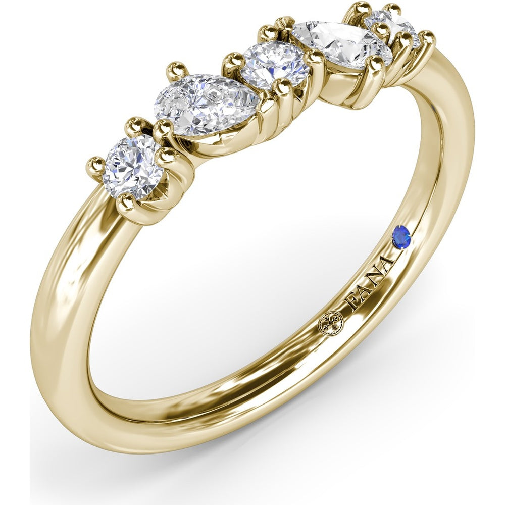 Wedding Band with Alternating Round and Pear Diamonds by Fana - 0.35 Carat Total Diamond Weight