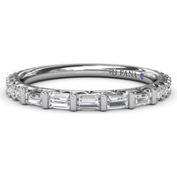 Wedding Band with Bar Set Baguette Diamonds by Fana - 0.48 Carat Total Diamond Weight