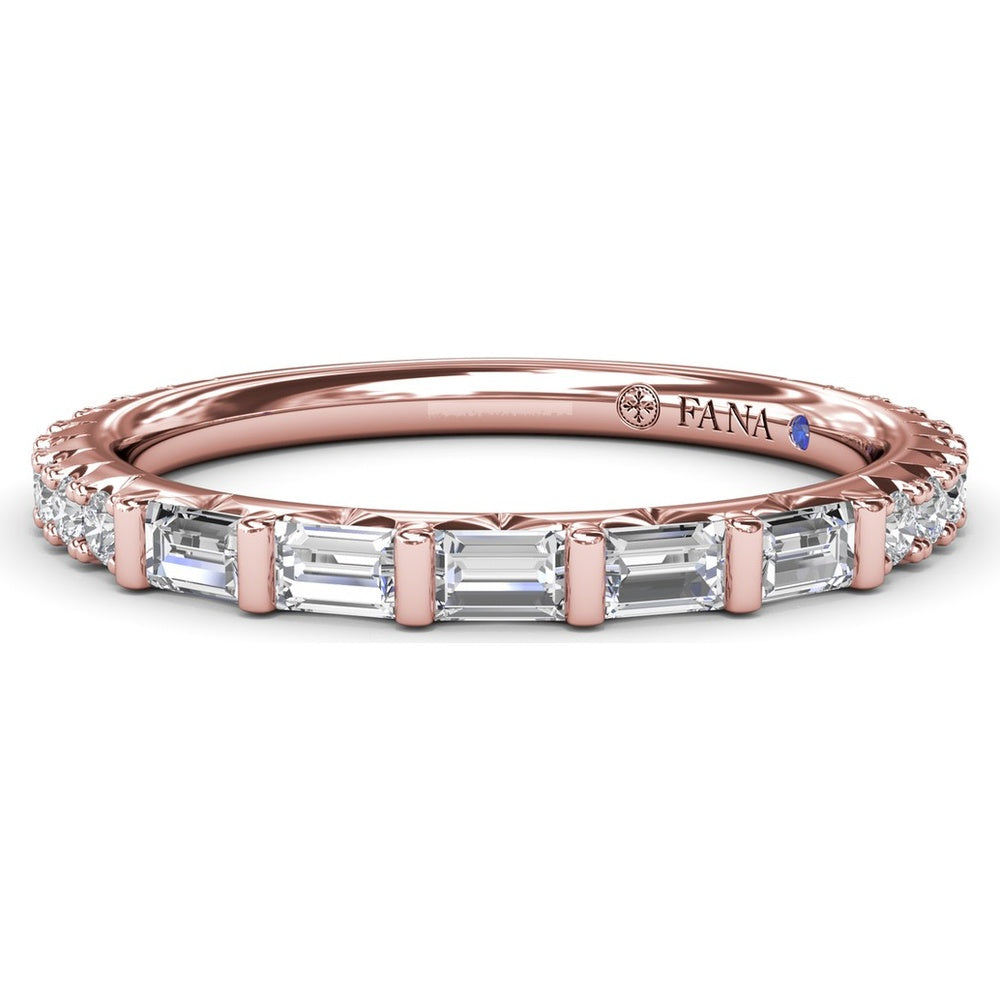 Wedding Band with Bar Set Baguette Diamonds by Fana - 0.48 Carat Total Diamond Weight