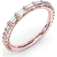 Wedding Band with Bar Set Baguette Diamonds by Fana - 0.48 Carat Total Diamond Weight