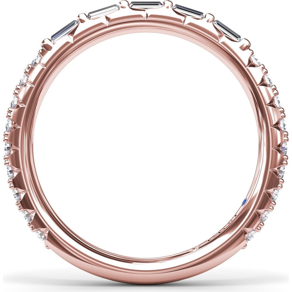 Wedding Band with Bar Set Baguette Diamonds by Fana - 0.48 Carat Total Diamond Weight