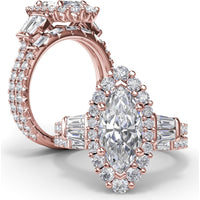 Wedding Band with Bar Set Baguette Diamonds by Fana - 0.48 Carat Total Diamond Weight